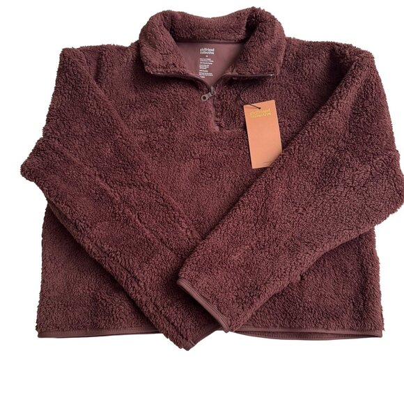 Girlfriend Collective M Half-Zip Recycled Polyester Sherpa Jacket In Cocoa new - Picture 3 of 12